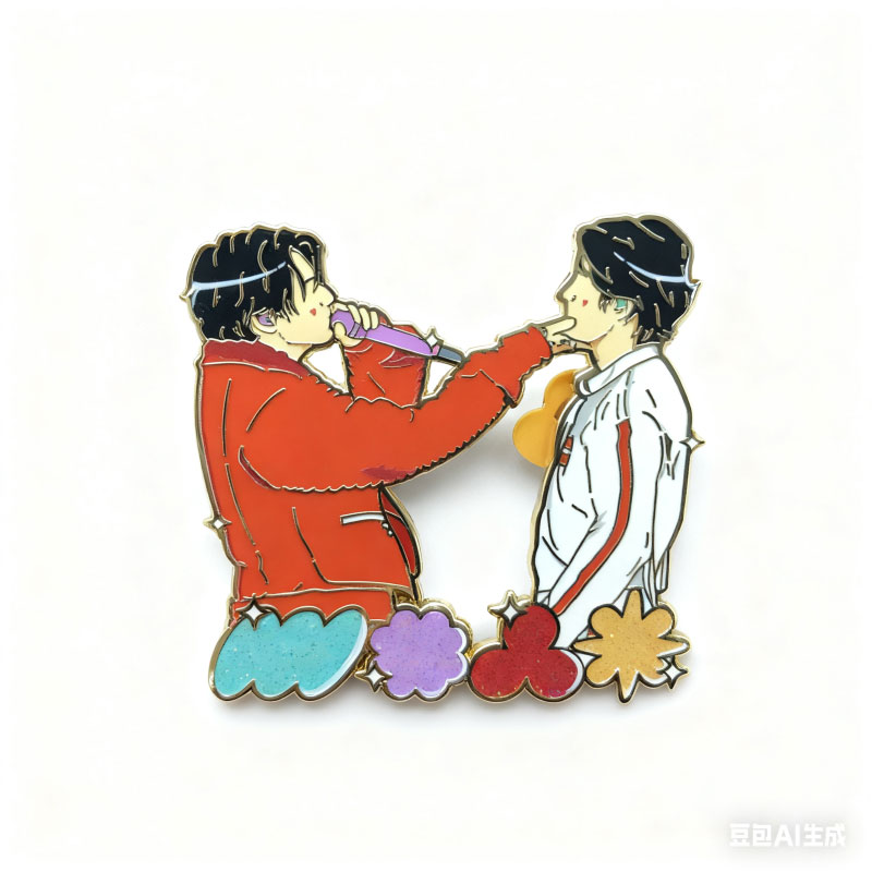 hard enamel pin+glitter+print