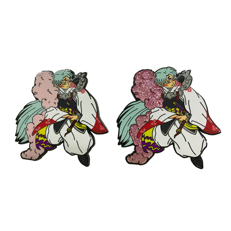 hard enamel pin+glitter+print