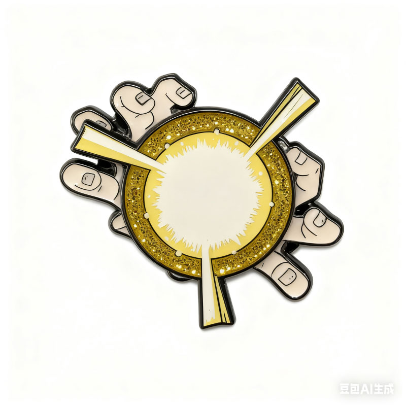 rotation soft enamel pin+glitter+print