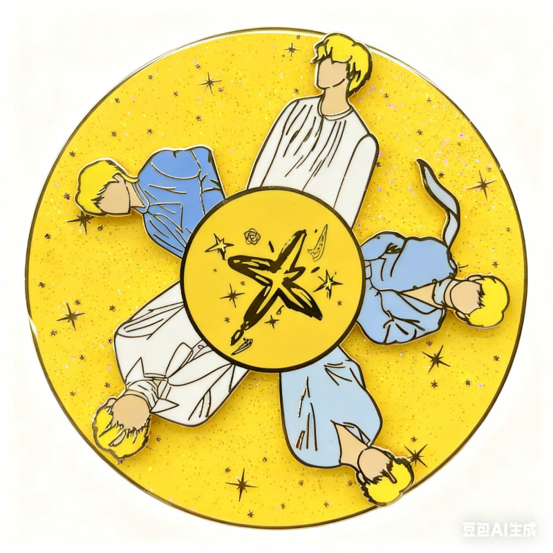 rotation hard enamel pin+glitter